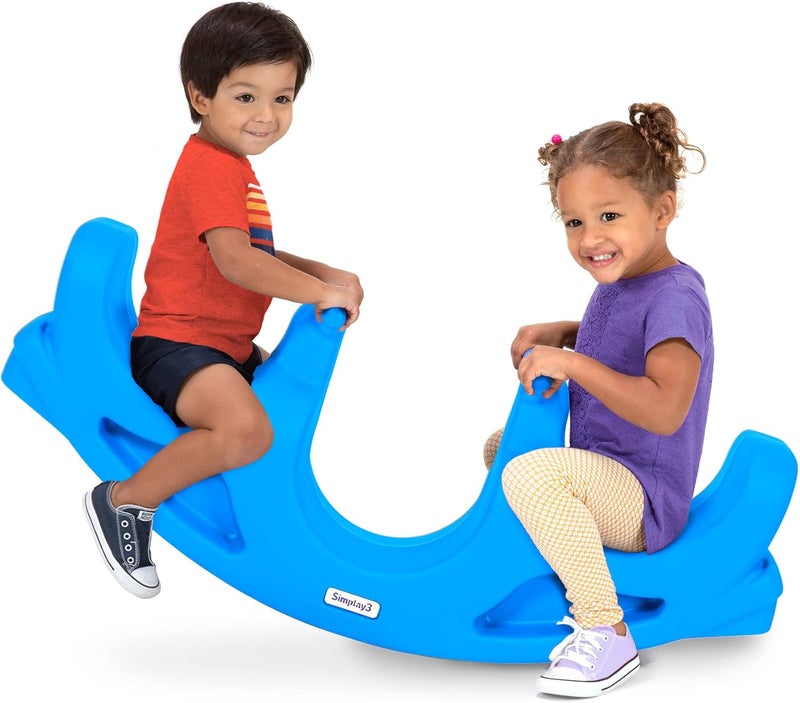 SIMPLAY3 Rock and Roll Teeter Totter Seesaw - Rocking Fun for Two Toddlers or Kids Ages 18 Months to 5 Yrs- Sapphire, Made in USA - Image 1